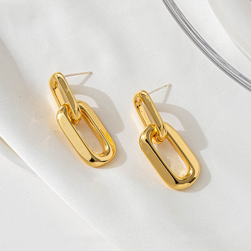 18K Gold Plated Geometric Paperclip Hoop Earrings for Women - Sweet & Edgy Style