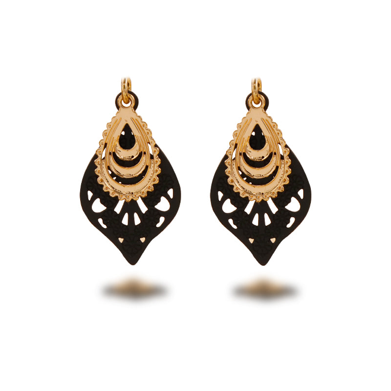 Unique Botanical Design Copper Leaf Dangle Earrings