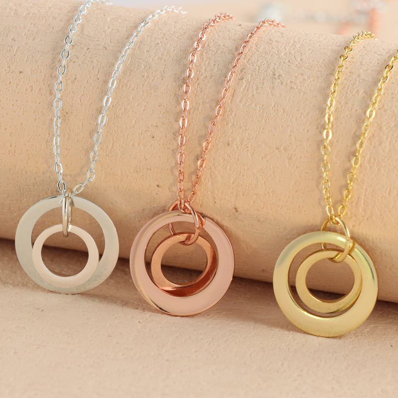 Chic silver ring pendant O-chain necklace