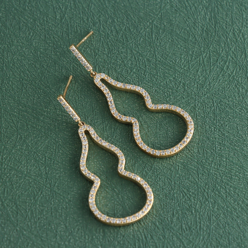 Geometric Gourd Hollow Pendant Earrings