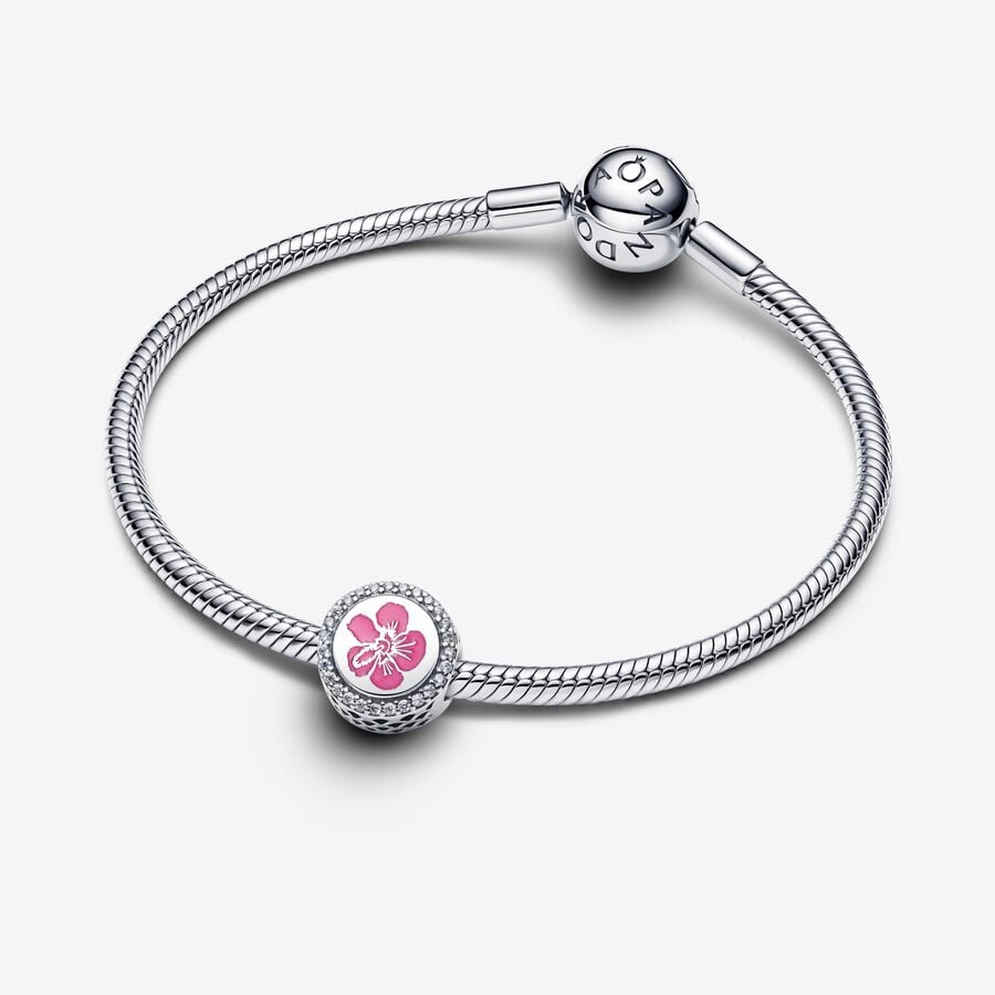 Pink Enamel Hibiscus Charm