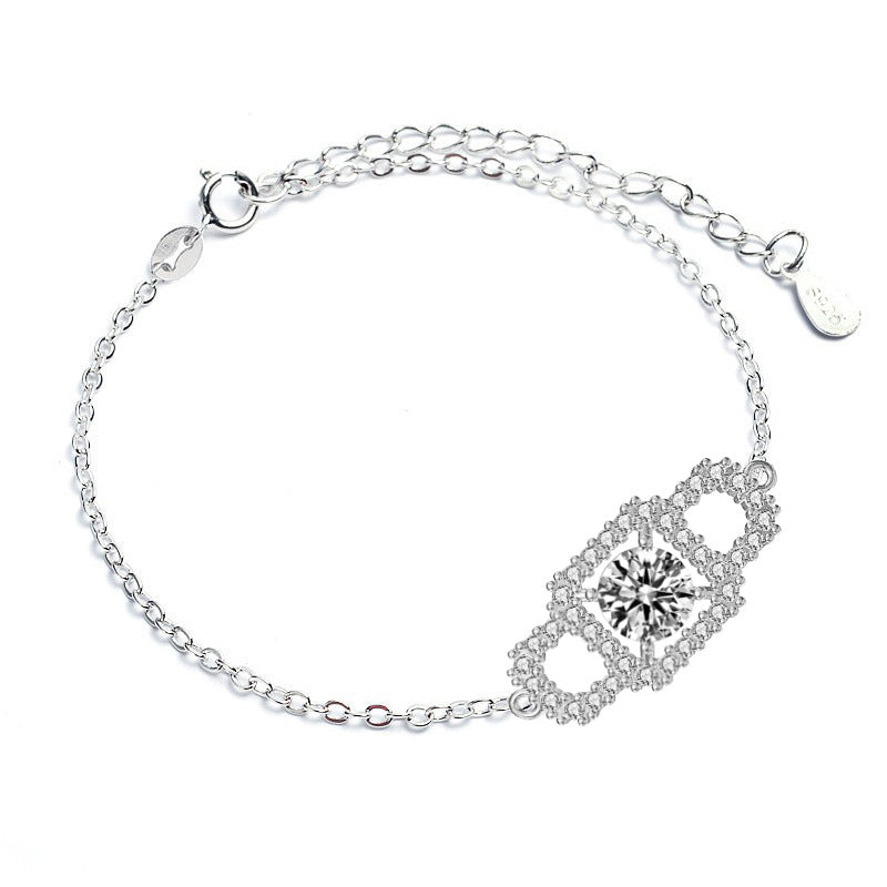 925 Silver Geometric Bracelet with 1ct Moissanite Row Diamonds Unique Employee Gift Jewelry White Gold Plated