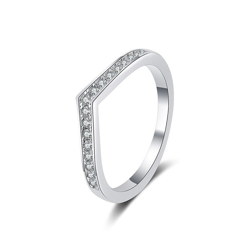 925 Silver Geometric Eternity Band with 0.14ct Moissanite Rhodium Plated Women's Jewelry Size 5-8