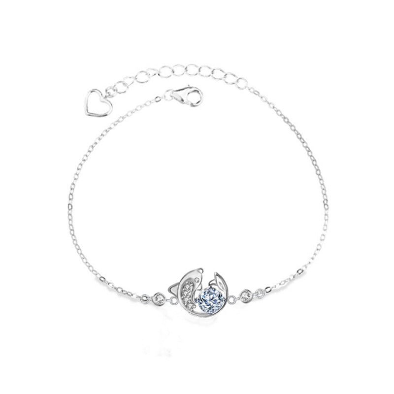925 Silver Koi Fish Bracelet with 0.5ct Moissanite Royal Inspired Employee Gift Jewelry White Gold Plated