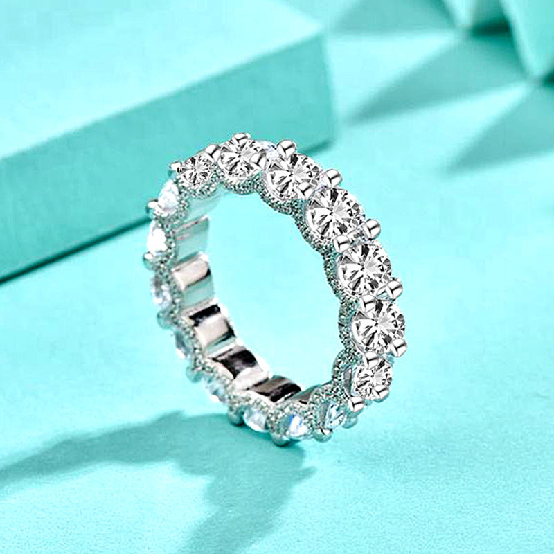 925 Silver White Zircon Geometric Stacking Ring Minimalist Circle Band Jewelry for Women Size 6-9