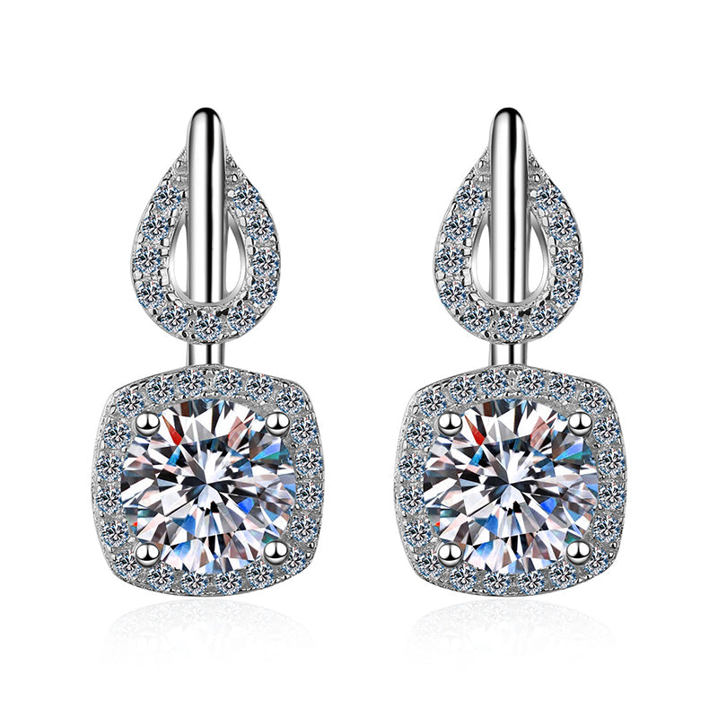 925 Sterling Silver 4-Prong Floral Moissanite Stud Earrings - 1.6CT with Zircon Accents