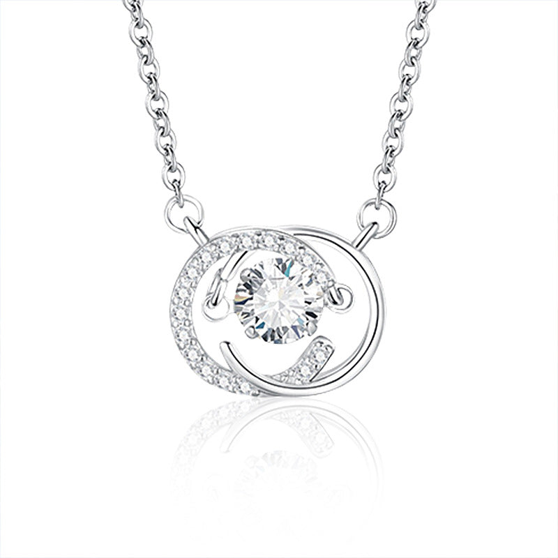925 Sterling Silver Alphabet Pendant Necklace with 1ct Moissanite Cross Chain Women's Minimalist Jewelry