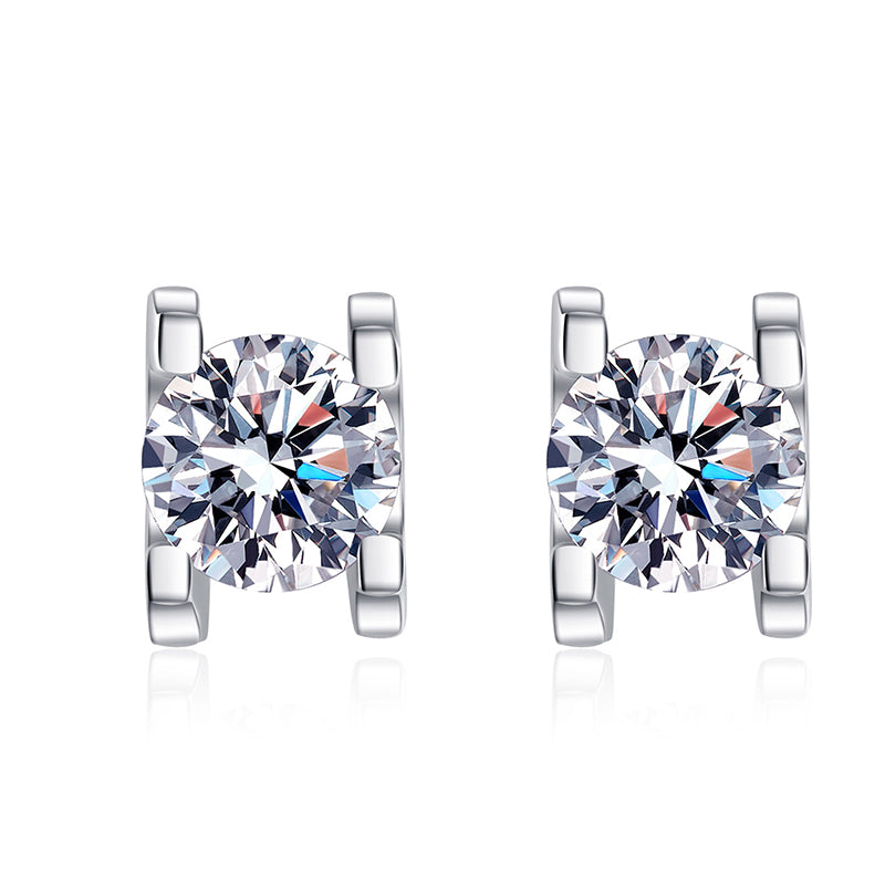 925 Sterling Silver Bull Head Stud Earrings with Moissanite - PT950 Gold Plated Dainty Animal Jewelry