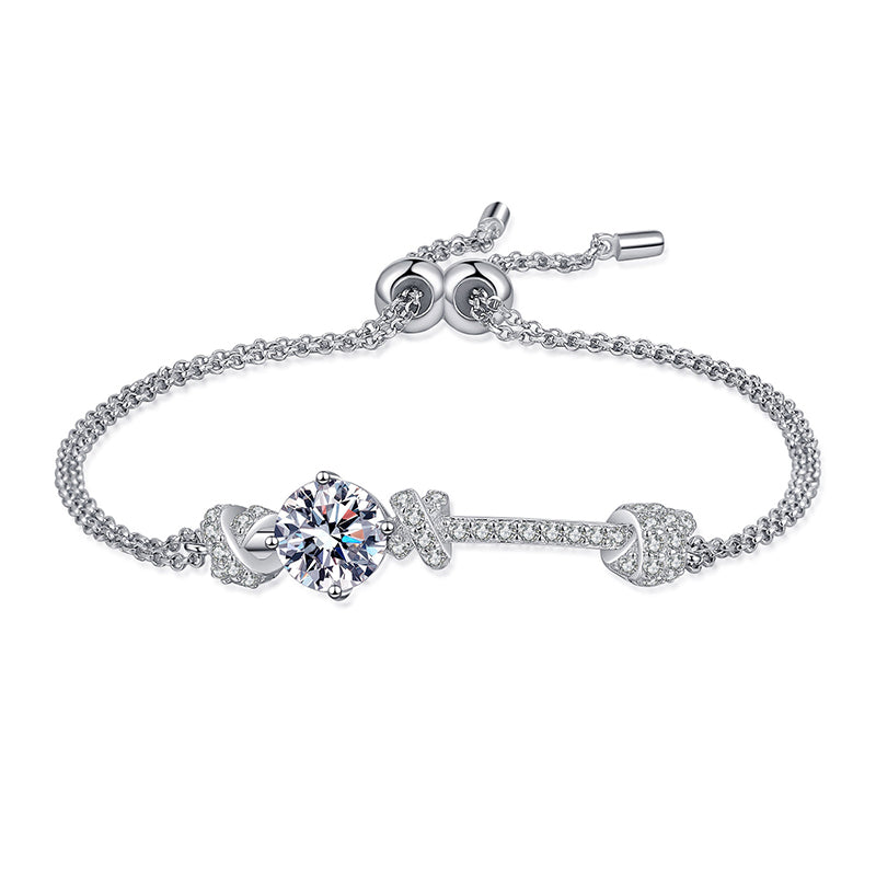 Internet Celebrity Style 5-Layer Rhodium Plated Bracelet - 2ct Moissanite or 8mm Zircon with Peach & Cartoon Design