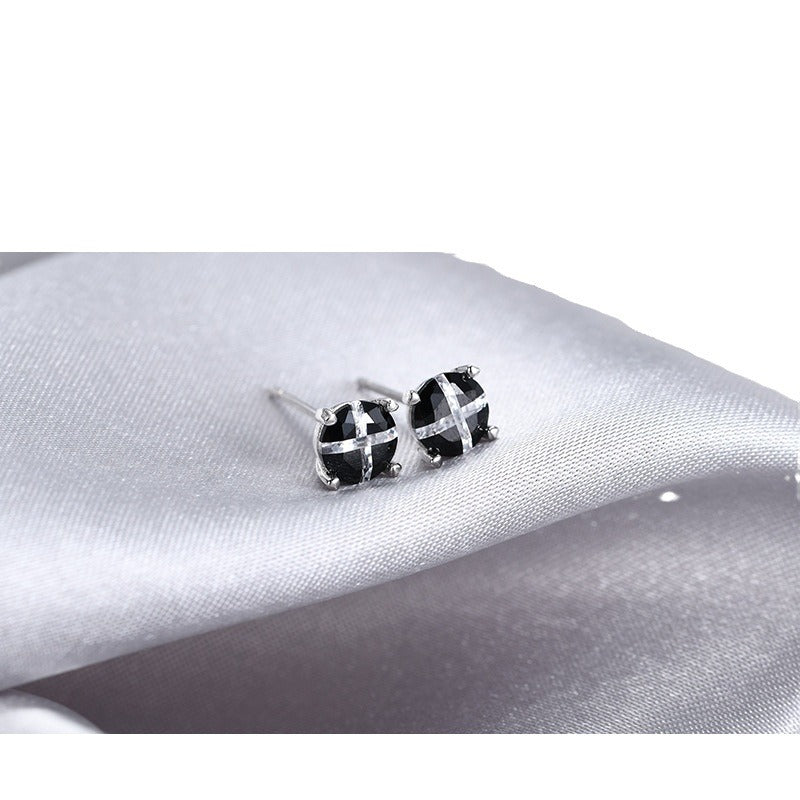 925 Sterling Silver Floral Petal Stud Earrings with Zircon - Korean Style Women's Fashion Earrings with Plastic Backs