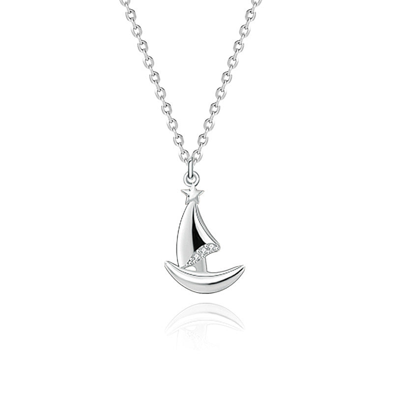 925 Sterling Silver Geometric Couple Pendant Necklace Set Original Design Circle & Triangle Cross Chain Unisex Jewelry
