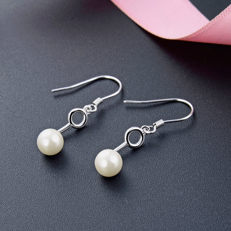 925 Sterling Silver Geometric Drop Earrings - Korean Style Minimalist Dangle Earrings for Women