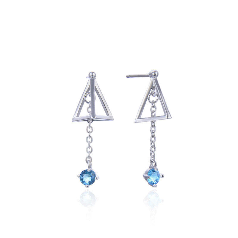 925 Sterling Silver Geometric Drop Earrings - Korean Style Minimalist Dangle Earrings with Plastic Stoppers