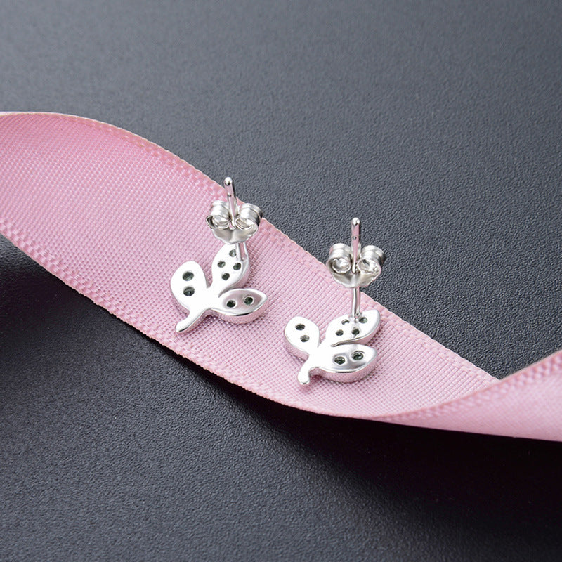 925 Sterling Silver Geometric Stud Earrings - Electroplated Korean Style Minimalist Fashion Earrings with Plastic Ear Stoppers