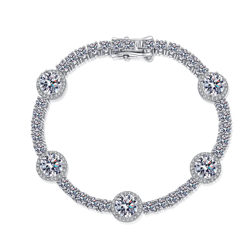 Minimalist Geometric Starry Sky Bracelet with 8.3-9.1ct Moissanite, 5-Layer Rhodium Plated Sterling Silver
