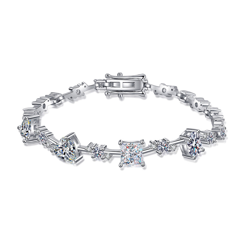 Light Luxury Persimmon Full Moissanite Bracelet - 6.07-6.43ct Cartoon Design (3 Sizes)
