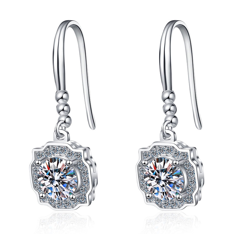 925 Sterling Silver PT950 Gold Plated Heart-Shaped Moissanite Stud Earrings - 1CT/2CT with Zircon Accents