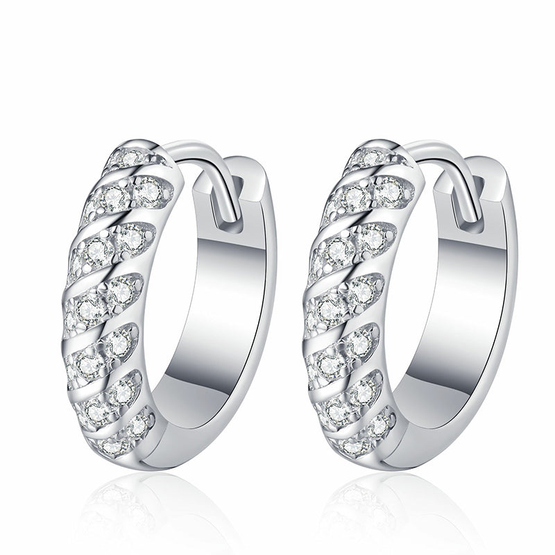 925 Sterling Silver PT950 Gold Plated Moissanite Hoop Earrings - 0.38ct Nature-Inspired Ear Cuffs