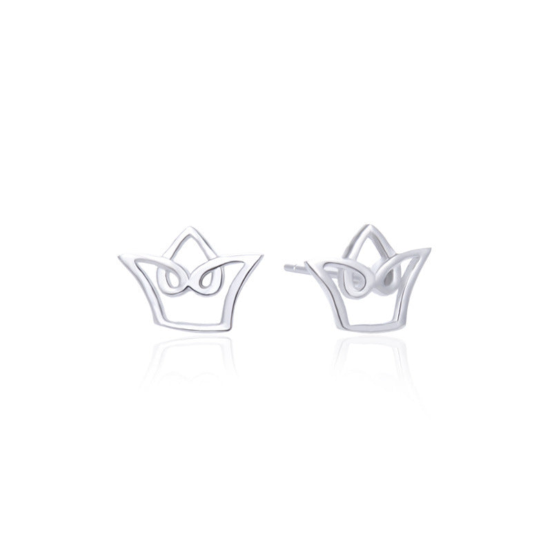 925 Sterling Silver Plated 'Fu' Character Stud Earrings - 1.1g Minimalist Chinese Blessing Earrings with Plastic Backs