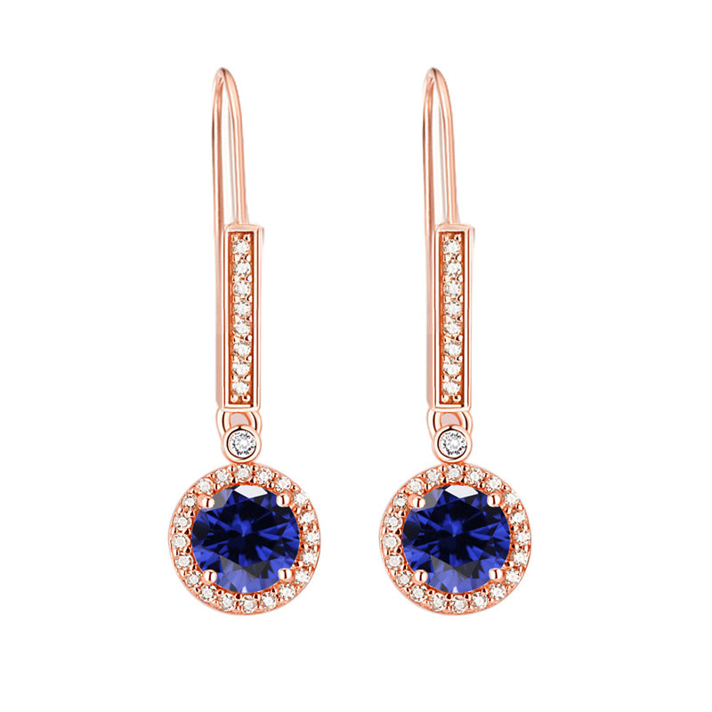 925 Sterling Silver Round Zircon Stud Earrings – Elegant Birthstone Collection in White & Rose Gold