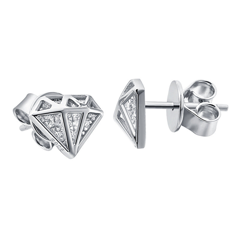 925 Sterling Silver Triangle Zircon Stud Earrings – Minimalist Geometric Jewelry