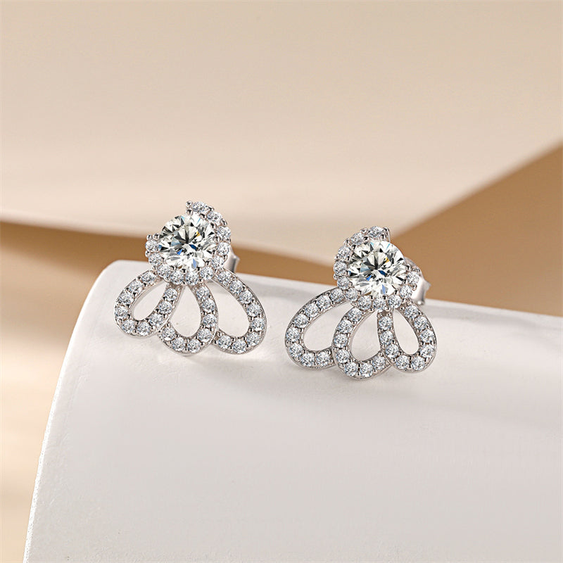 925 Sterling Silver Wing Crown Earrings for Women Elegant Zircon Butterfly Bow Dangle Earrings White Gold Plated