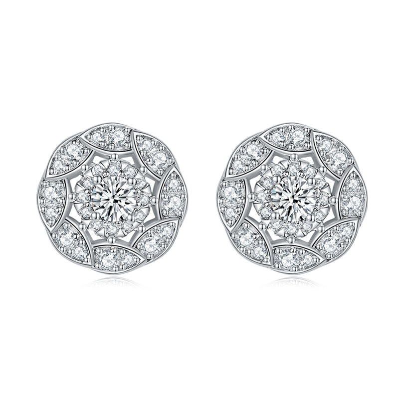 925 Sterling Silver Floral Zircon Stud Earrings – Whimsical Birthstone Flower Collection