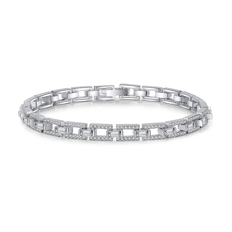 Urban Street Style 5-Layer Rhodium Plated Moissanite Bracelet - 3-3.5ct Full Moissanite Cartoon Design (3 Size Options)