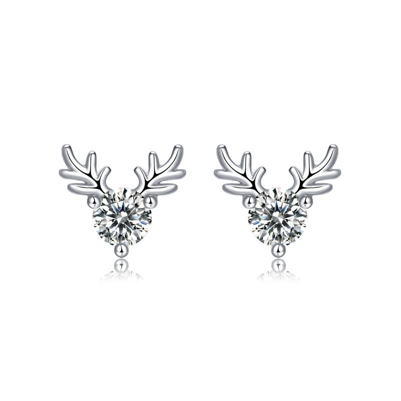 Antler Moissanite Stud Earrings in 925 Silver