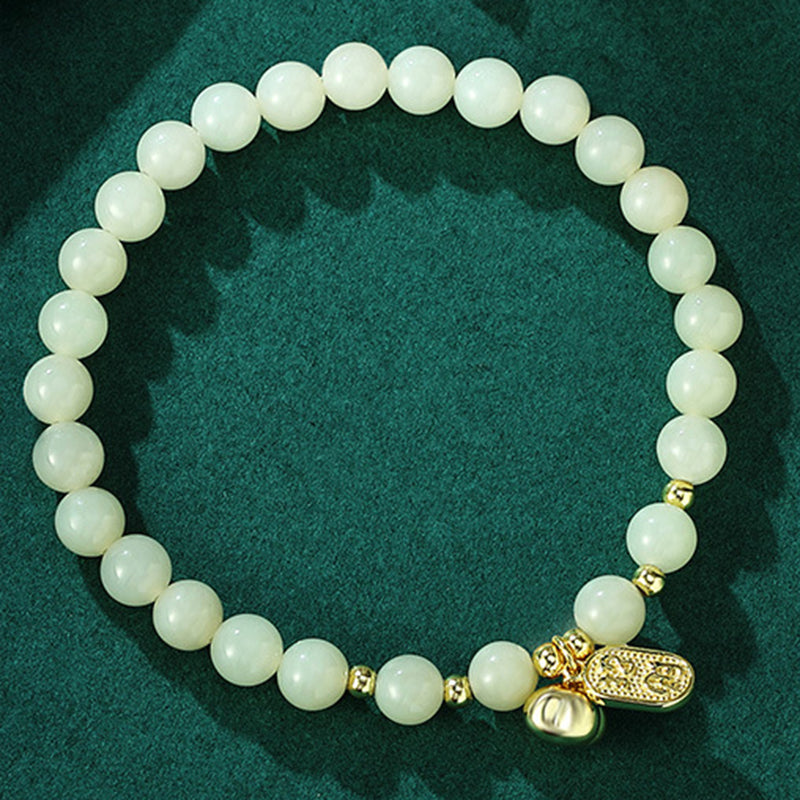 Chinese Persimmon Bracelet 925 Silver Jade Lucky Charm