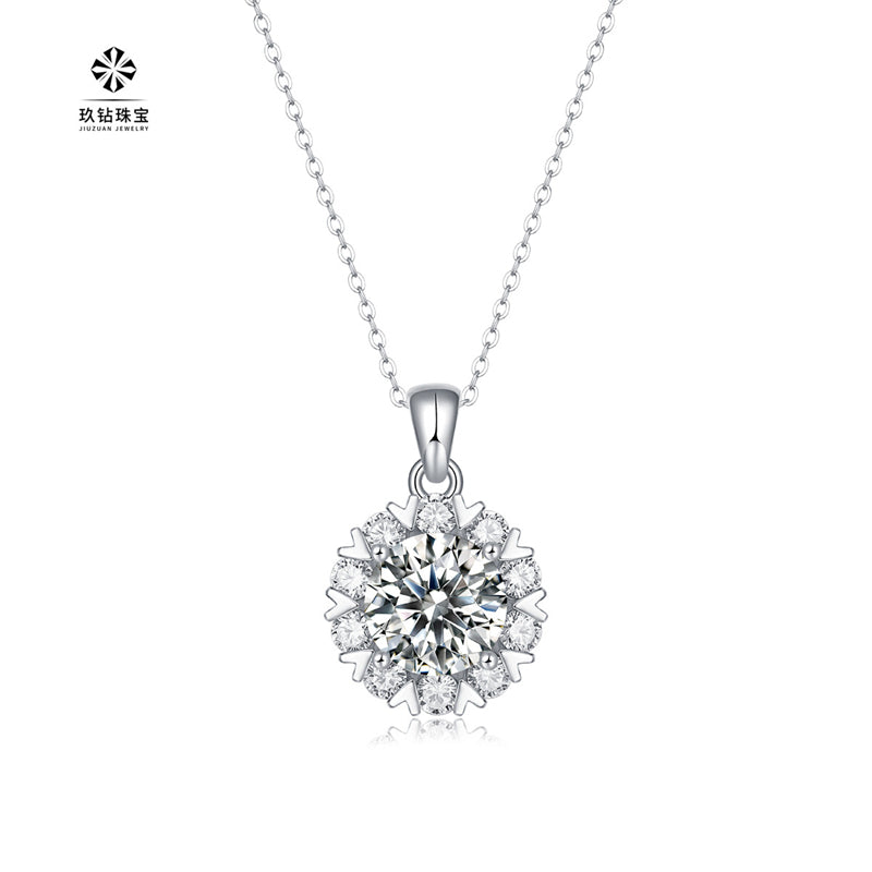 Contemporary Moissanite Necklace with Bead Chain Style
