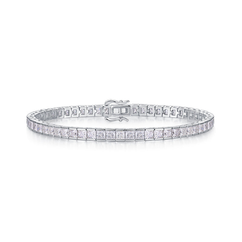 Contemporary Women's Silver Bracelet with Geometric Motifs