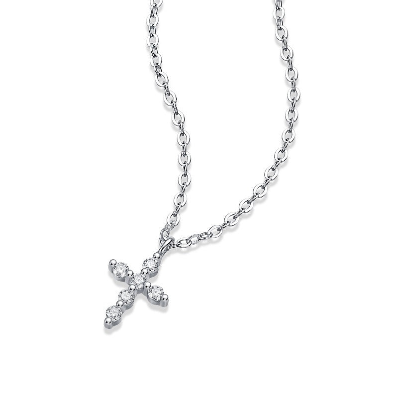 Elegant Cross Geometric Moissanite Pendant Necklace