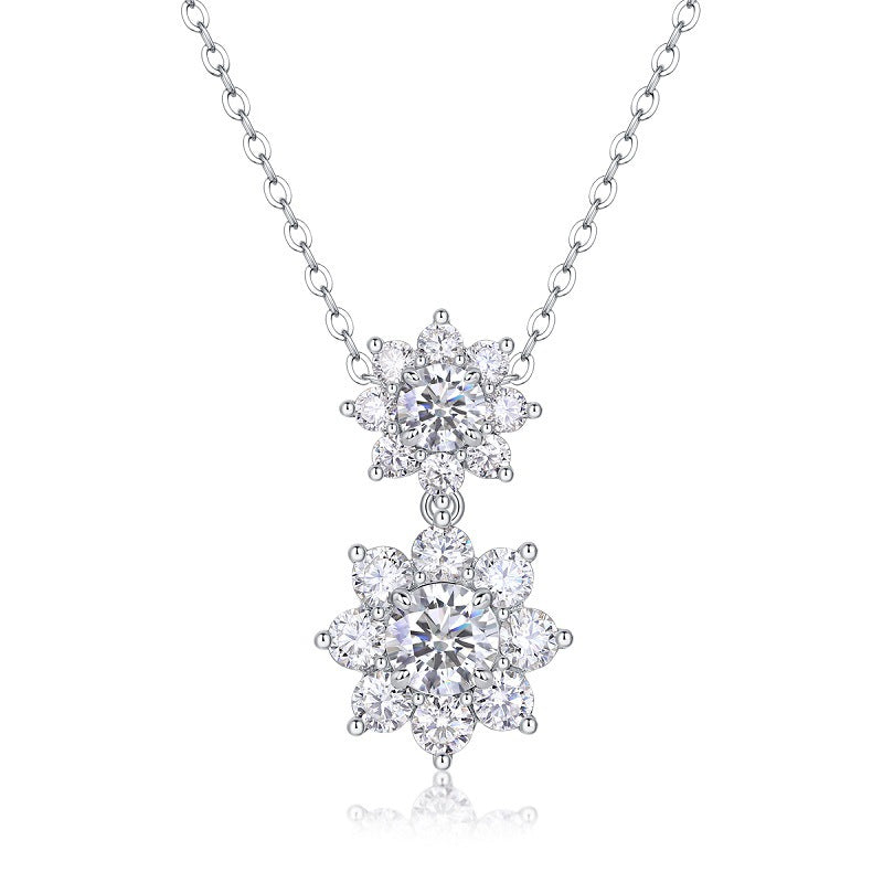 Elegant Floral Pendant Necklace with Moissanite for Women