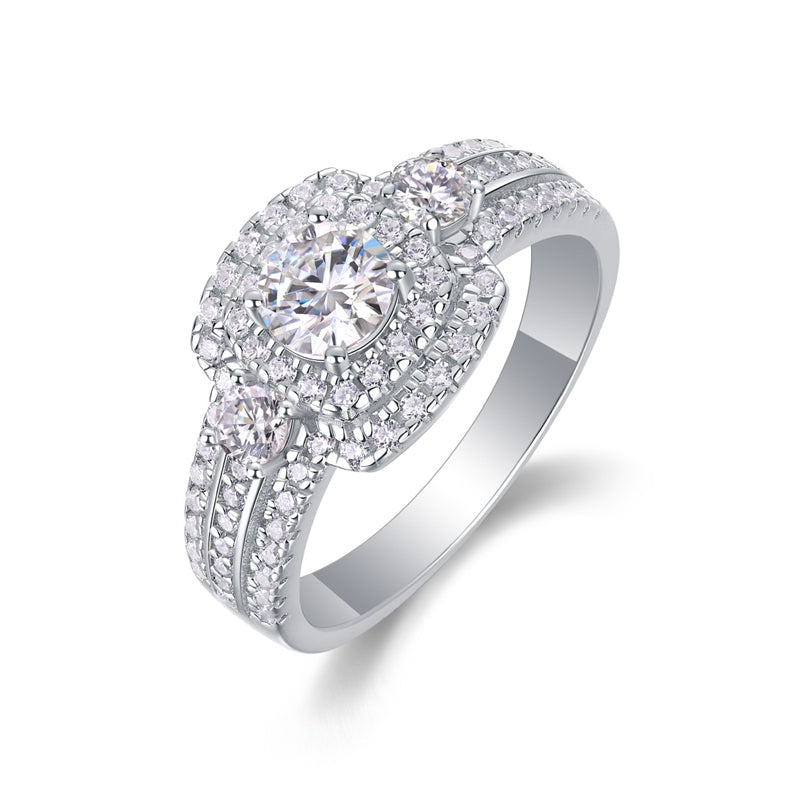 Elegant Square Moissanite Ring in 925 Silver