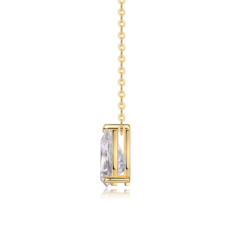Elegant Women's Silver Necklace with Teardrop Moissanite Pendant