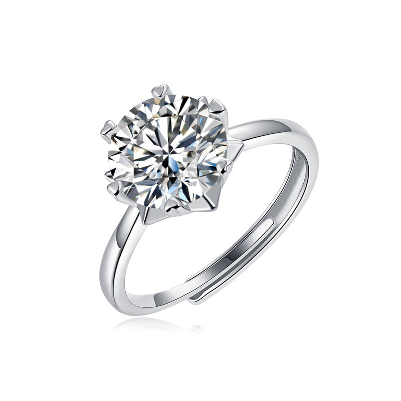 Floral Geometric Ring with Moissanite