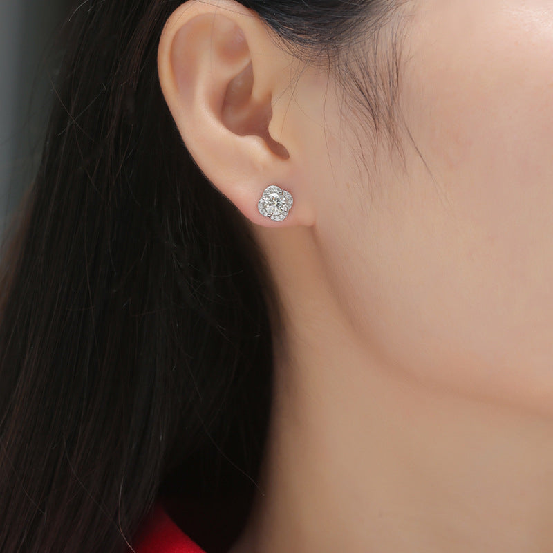 Flower Shape Diamond Earrings for Women