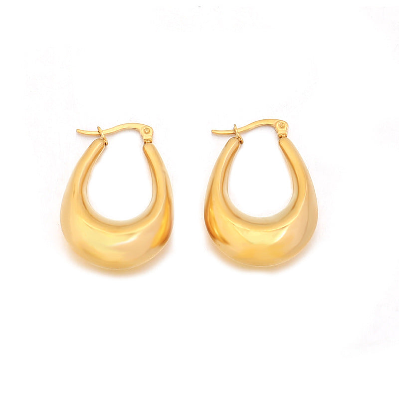 Geometric Circle Stainless Steel Earrings - Gold Plated Minimalist Jewelry for Women