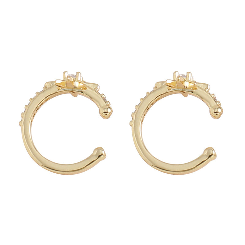 Geometric Light Luxury Gold-Plated Stainless Steel & Cubic Zirconia Hoop Earrings for Women