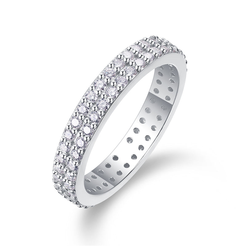 Geometric Silver Ring with Round Moissanite for Women