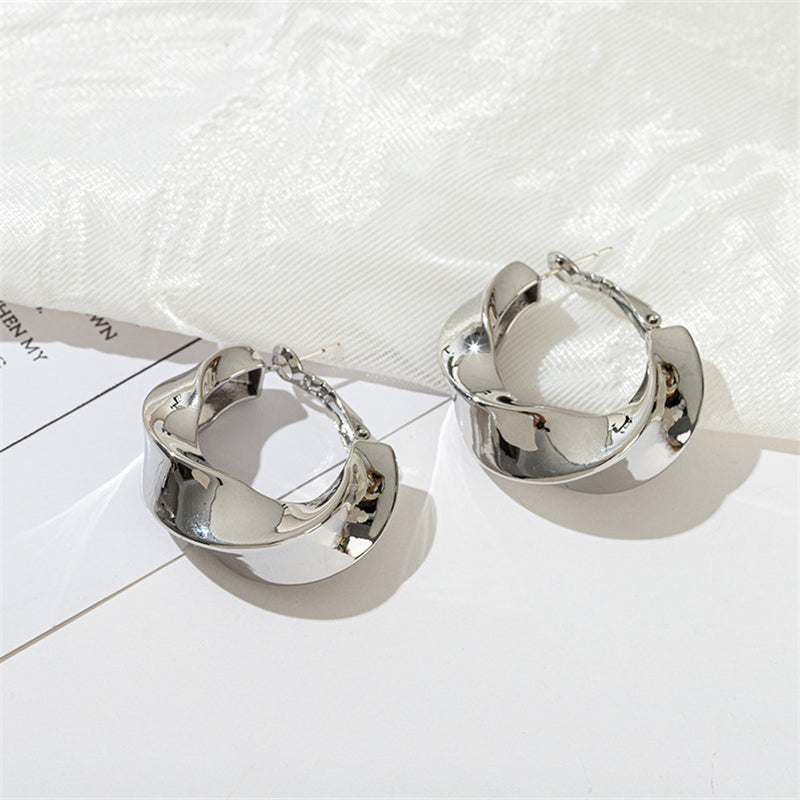 Geometric Statement Earrings in Gold & White Gold - Sweet & Edgy Bold Design for Women