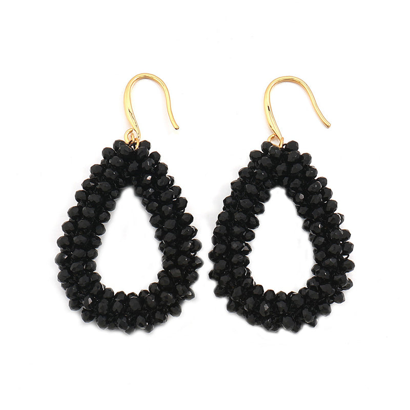 Geometric Teardrop Earrings in Multi-Color Options - Gold Plated Fashion Statement Jewelry for Women