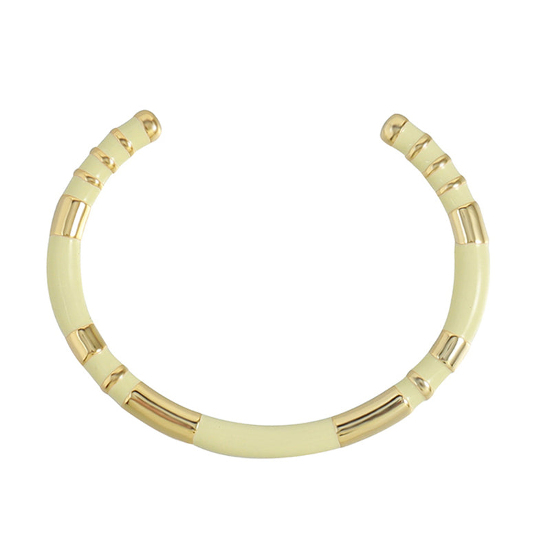Handmade Geometric Ring-shaped Bracelet - Genuine Gold Plated Copper in Black/Gold & Avocado Green Light Luxury Style