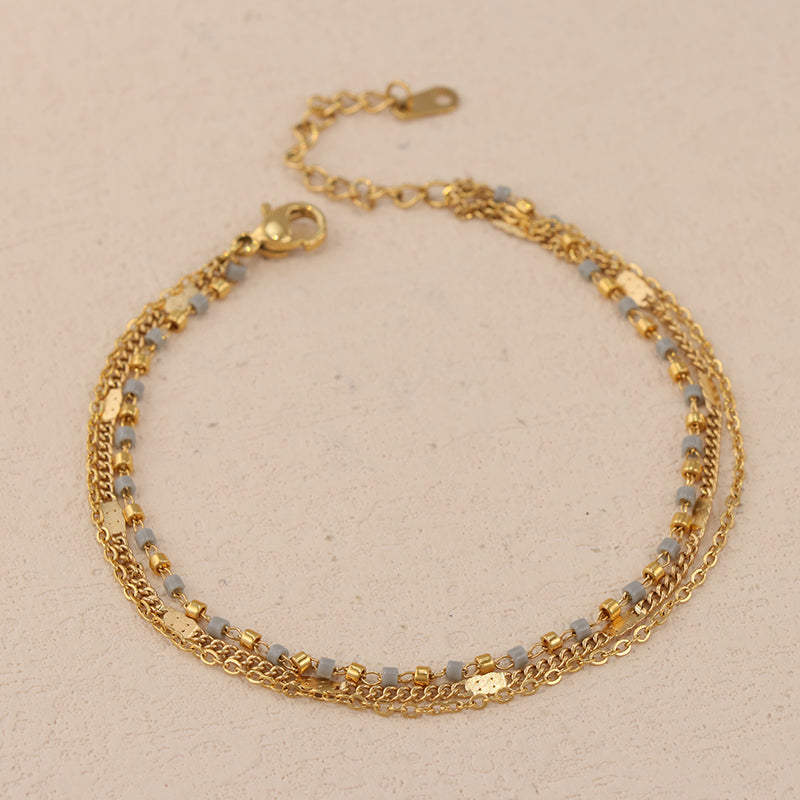 Gold Layered Charm Bracelet - Ultra Light 1.8g Stainless Steel Fashion Jewelry for Women