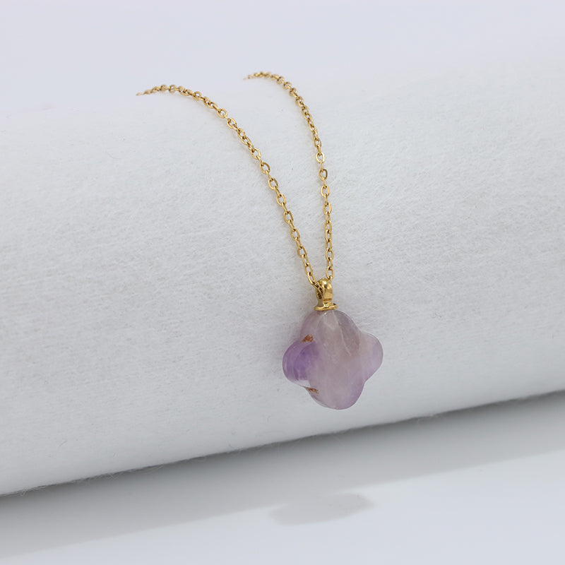 Lavender O-Link Clover Stainless Steel Necklace