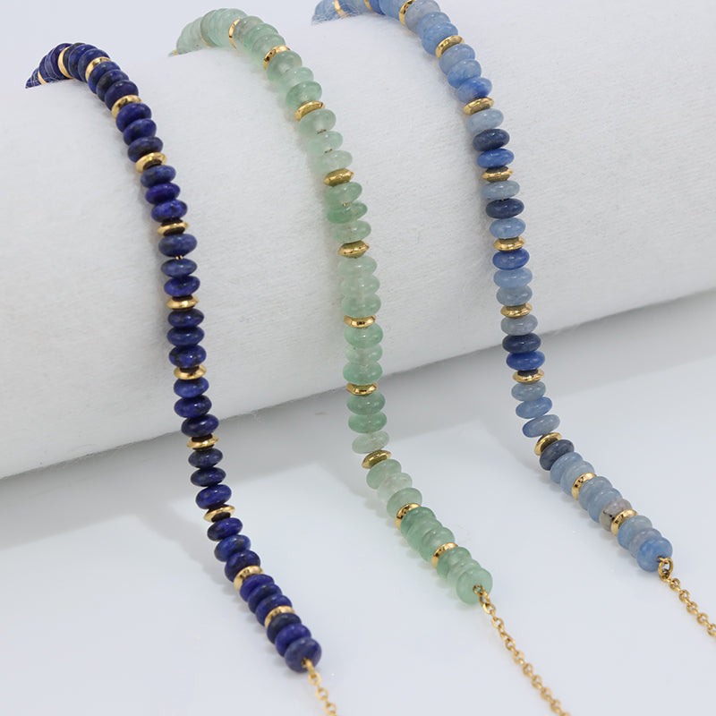 Green Aventurine Beaded Stainless Steel O-Link Necklace