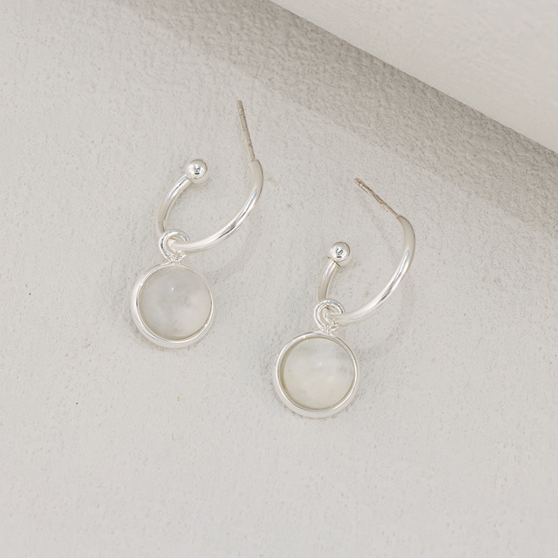 Geometric Stainless Steel Earrings with Circular Pendant - Classic Style