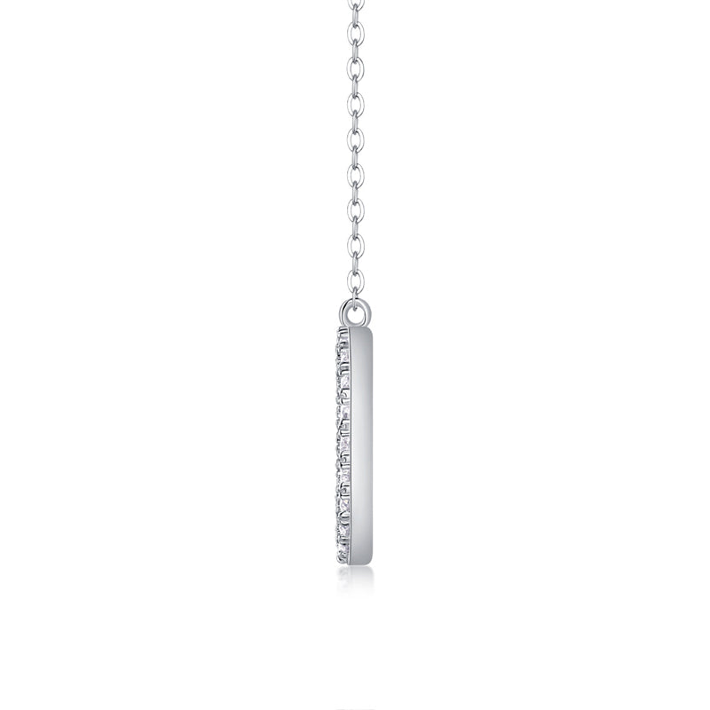 Layered Geometric Pendant Necklace with 23 Moissanite Stones