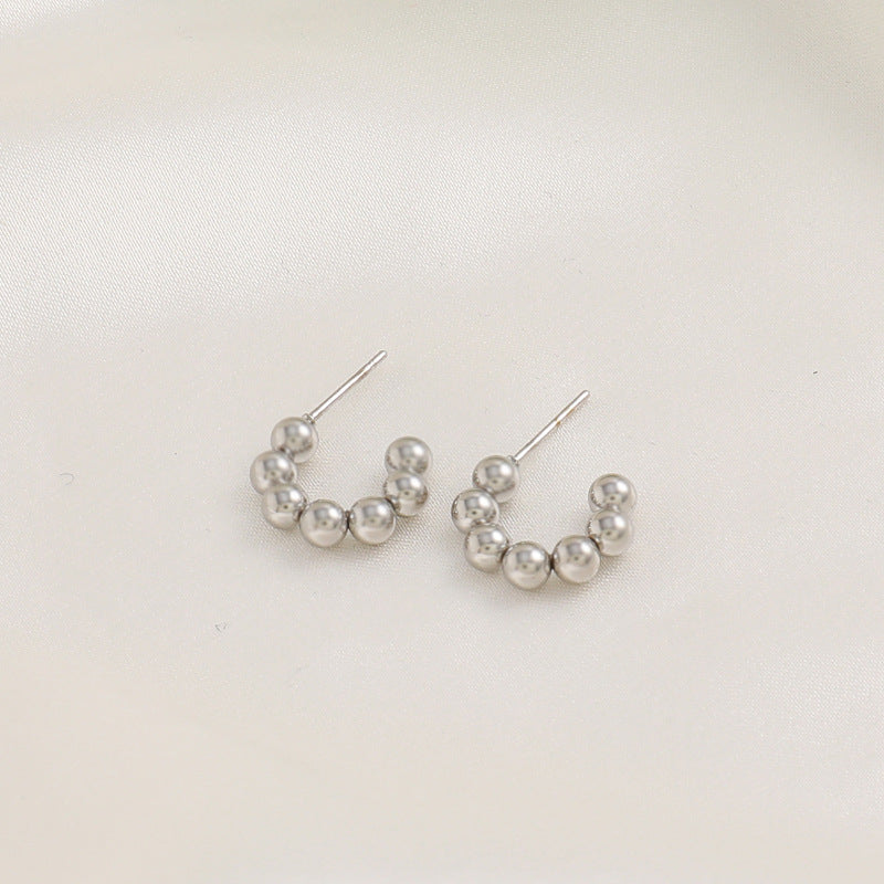 Light Luxury Geometric Circle Earrings in Gold/Silver - Fashion Commute Minimalist Stud Earrings for Women
